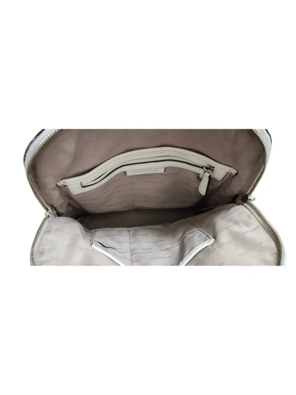 Michael Kors White Leather Backpack Women MK Gold Hardware Medium Travel Work